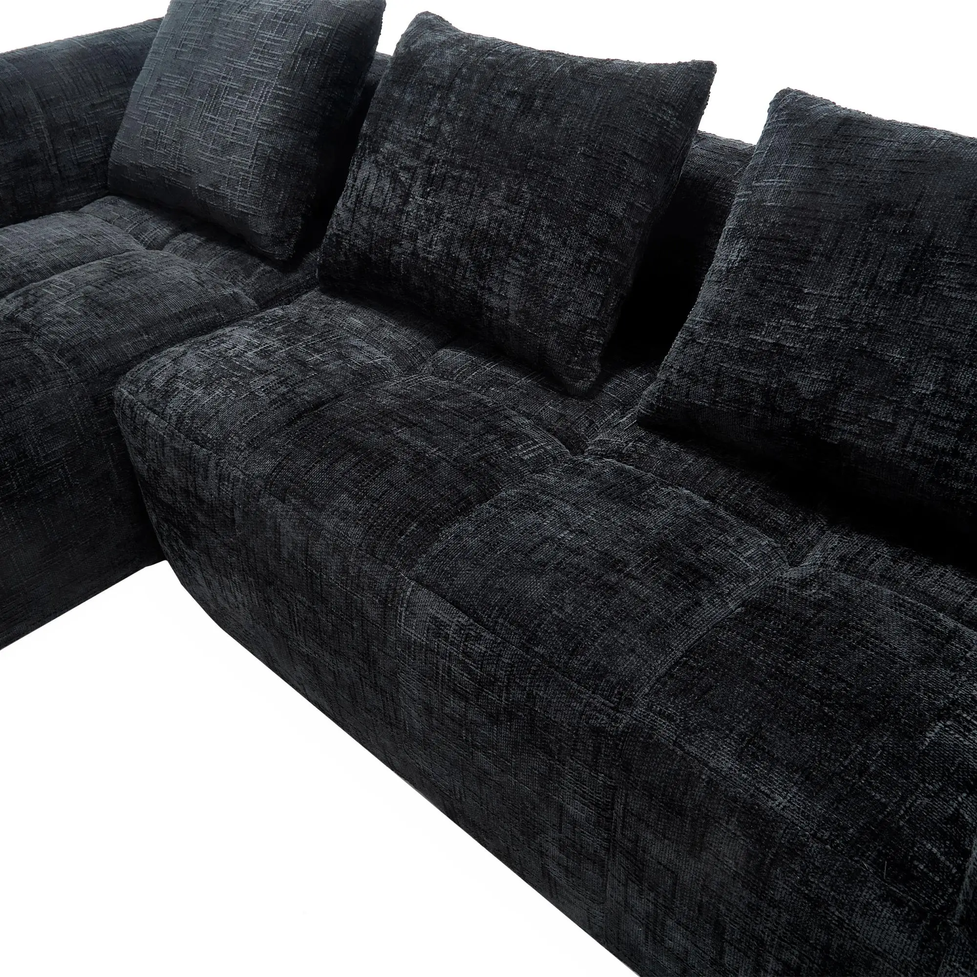 Corner Chenille Sofa Bed 250 x 158 x 60cm - Black - 11