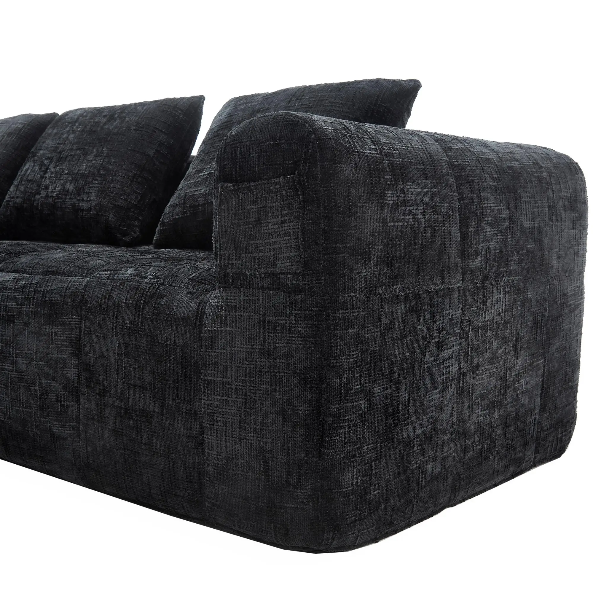 Corner Chenille Sofa Bed 250 x 158 x 60cm - Black - 12