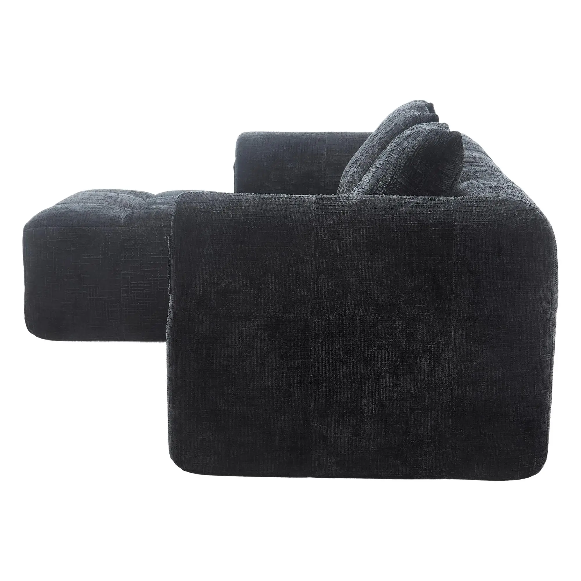 Corner Chenille Sofa Bed 250 x 158 x 60cm - Black - 14