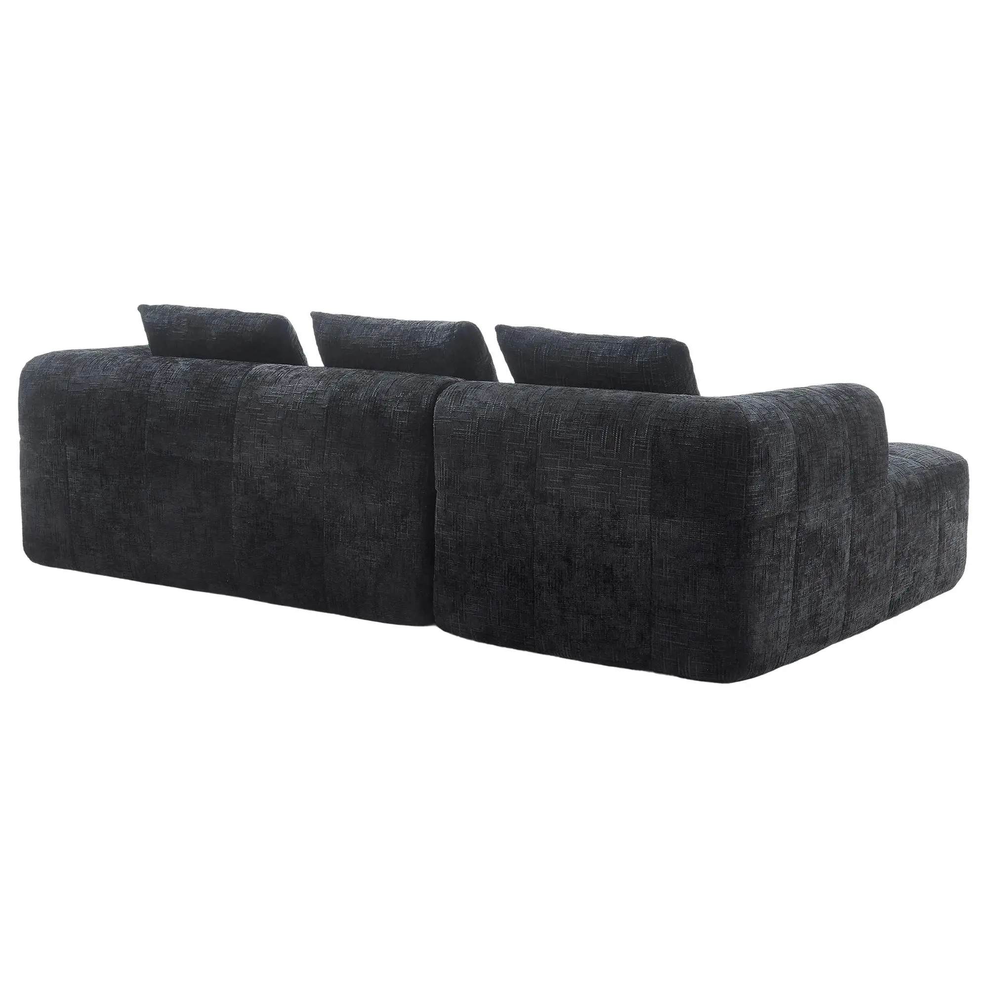 Corner Chenille Sofa Bed 250 x 158 x 60cm - Black - 15
