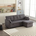 Corner Corduroy Sofa Bed 206 x 130 x 88cm - Charcoal Grey - 1