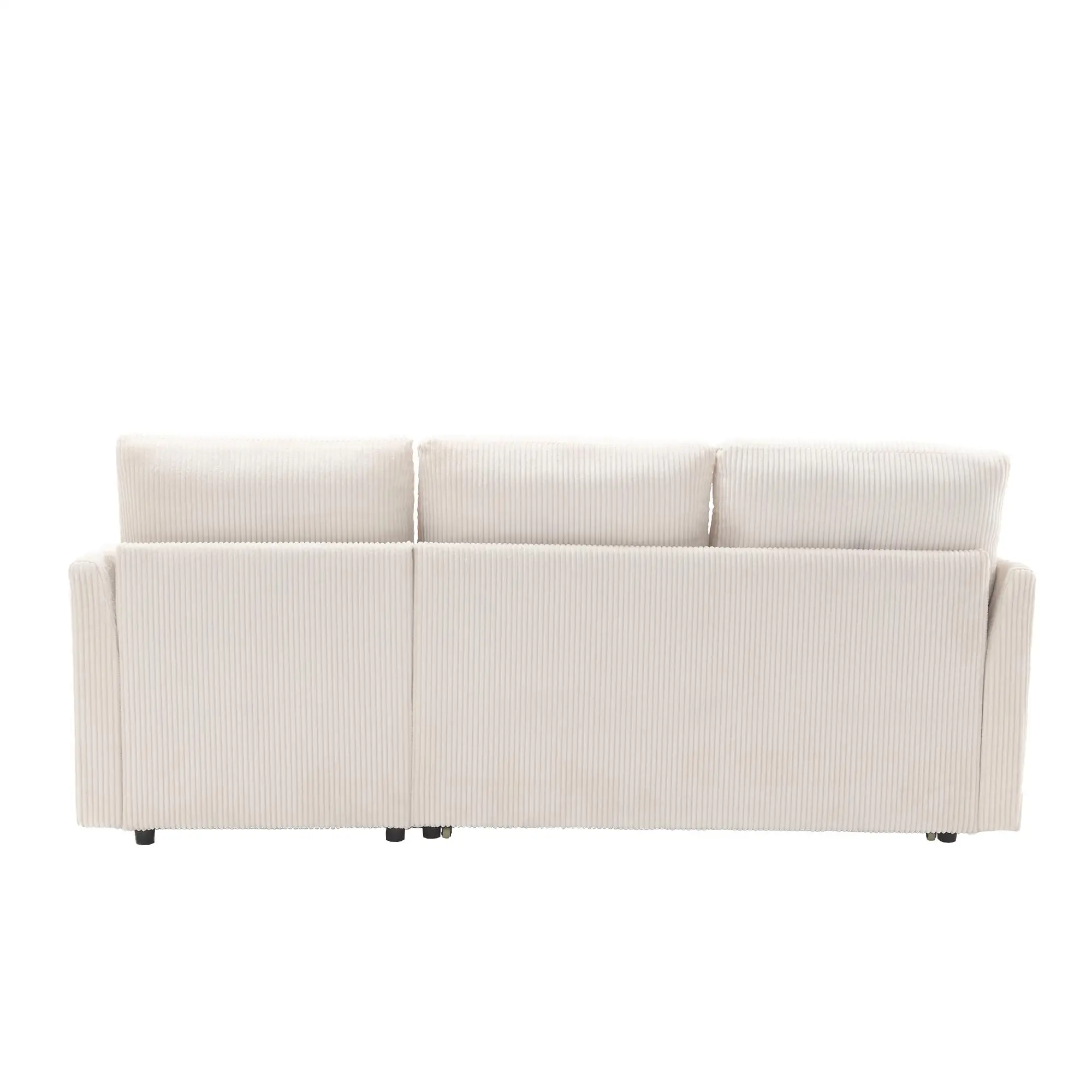 Corner Corduroy Sofa Bed 206 x 130 x 88cm - Beige - 14