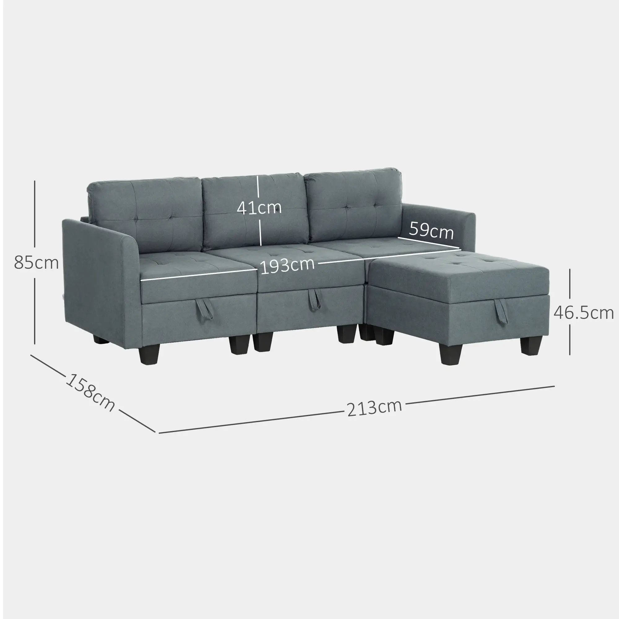Sofa 213 x 158 x 85cm - Dark Grey - 3
