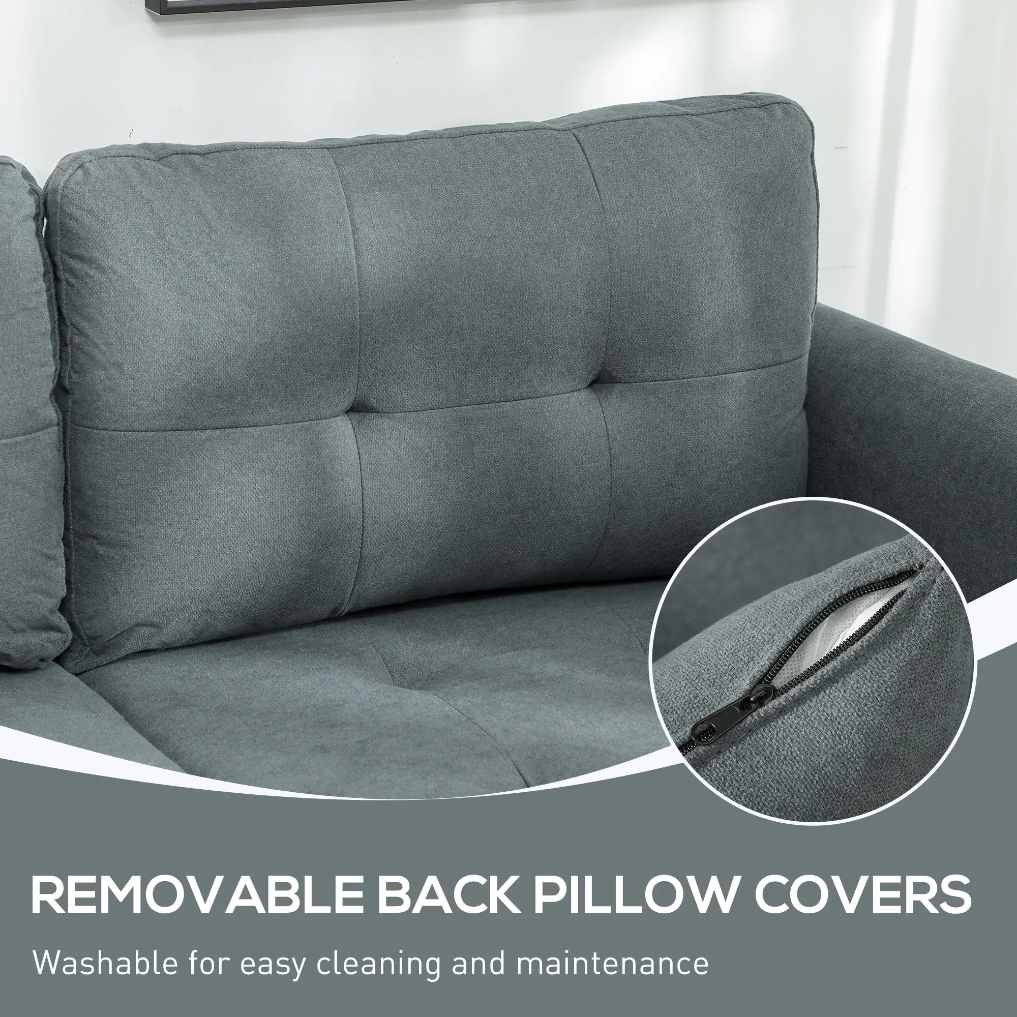 Sofa 213 x 158 x 85cm - Dark Grey - 7