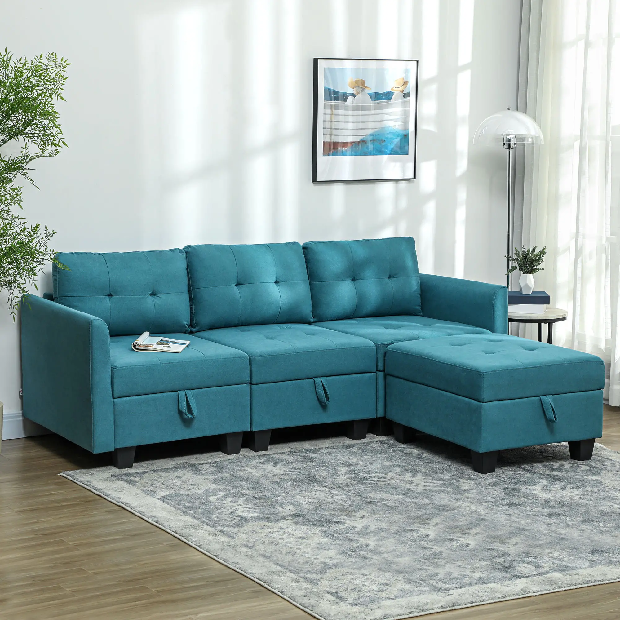 Sofa 213 x 158 x 85cm - Light Blue - 2