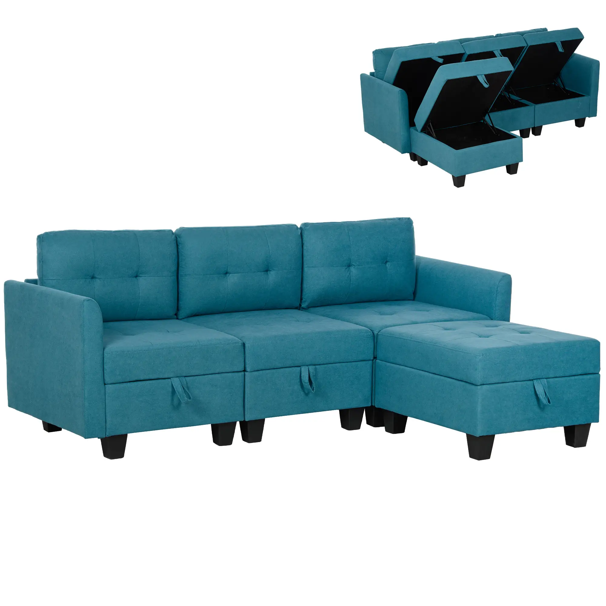 Sofa 213 x 158 x 85cm - Light Blue - 10