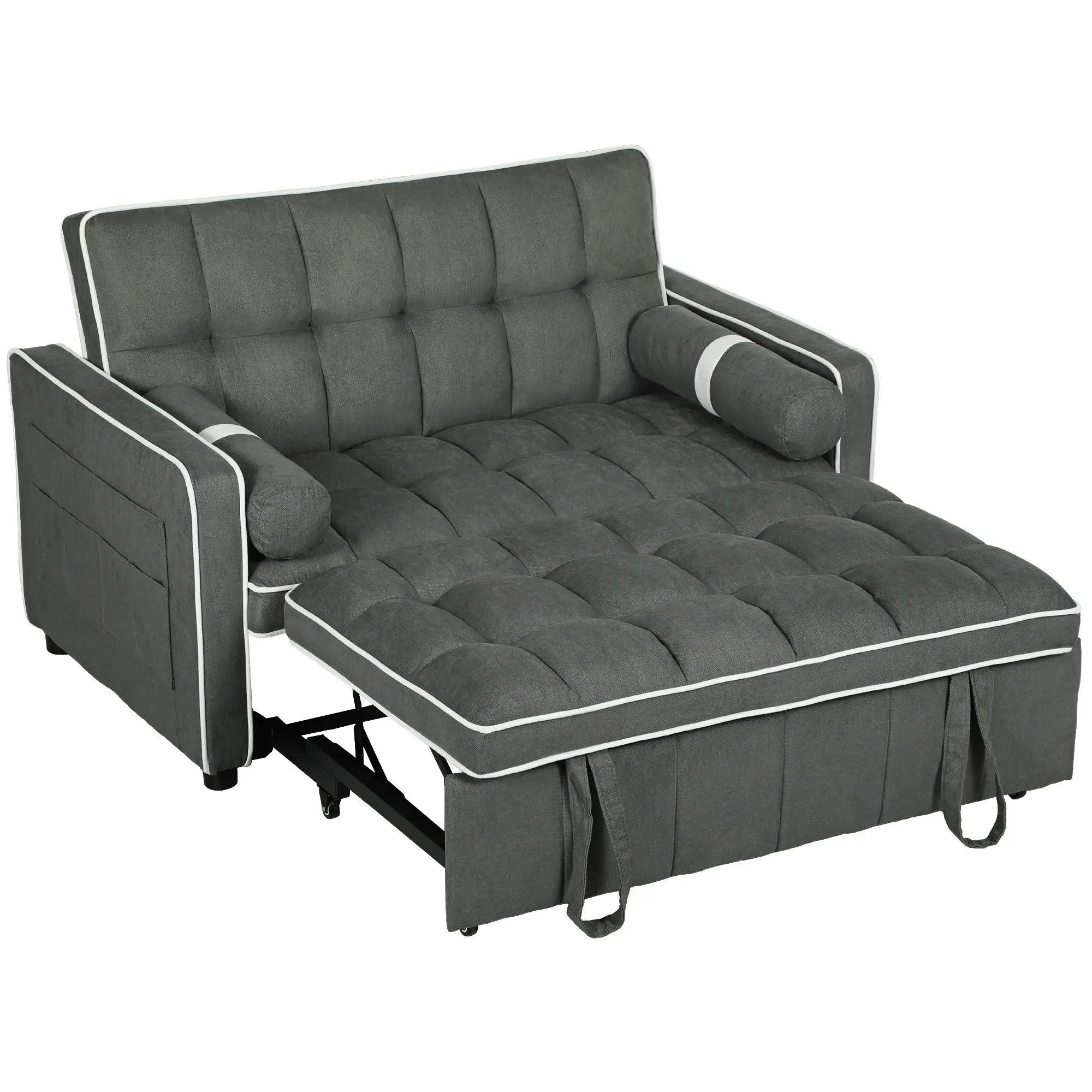 Linen Sofa Bed 138.5 x 87 x 86cm - Charcoal Grey - 11
