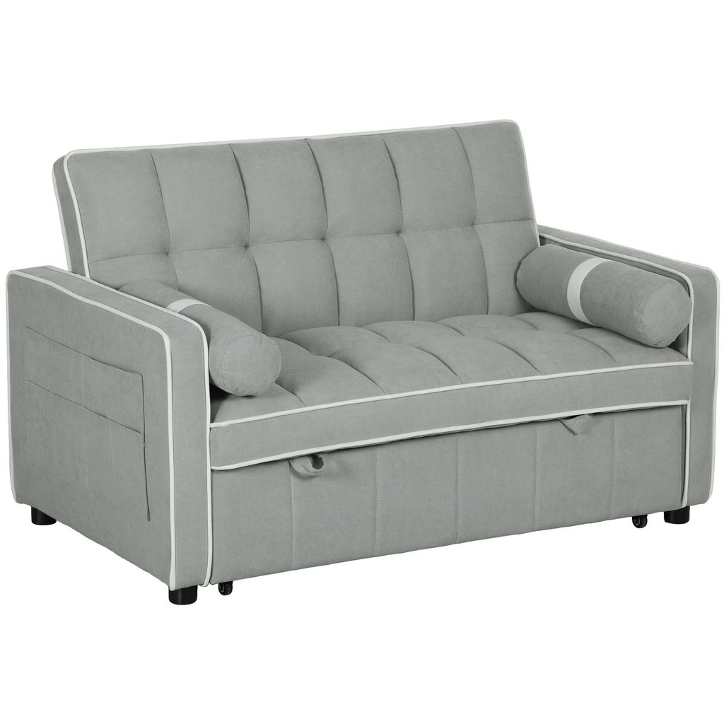 Linen Sofa Bed 138.5 x 87 x 86cm - Light Grey - 1