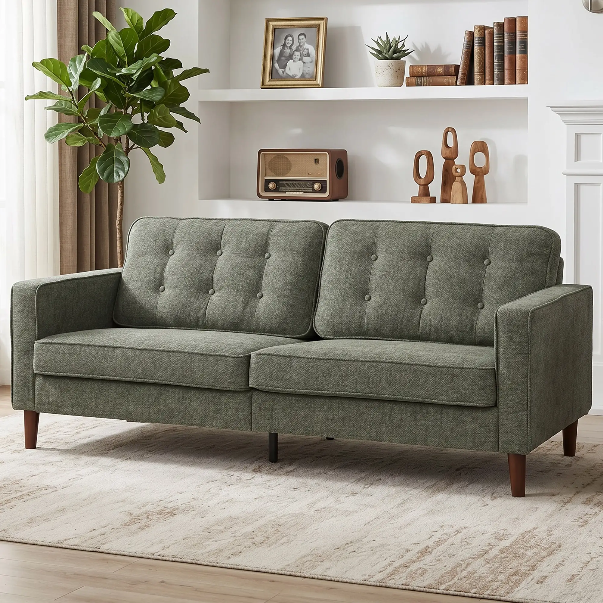 3 Seater Velvet Sofa 199 x 80 x 86cm - Green - 13