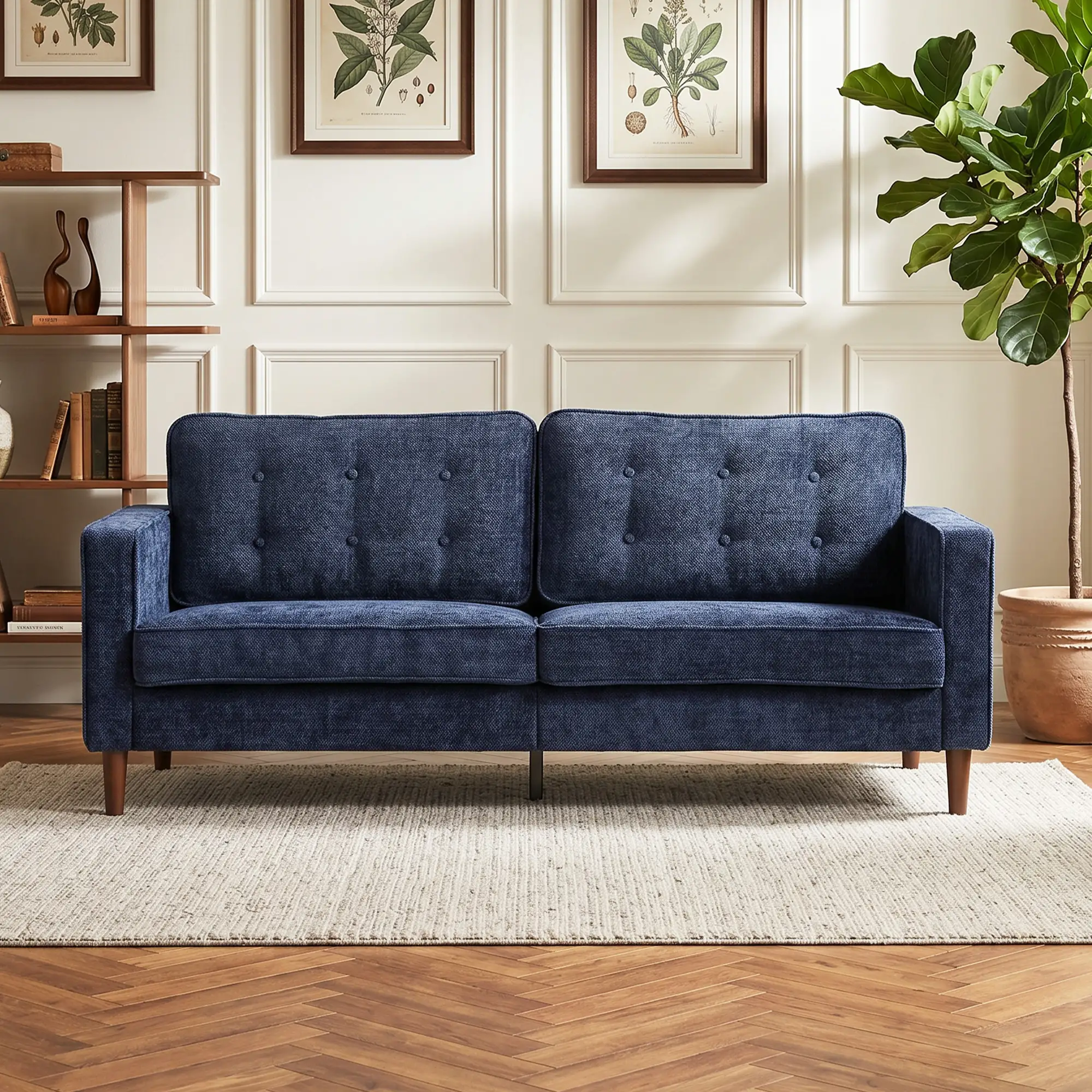 3 Seater Velvet Sofa 199 x 80 x 86cm - Dark Blue - 14
