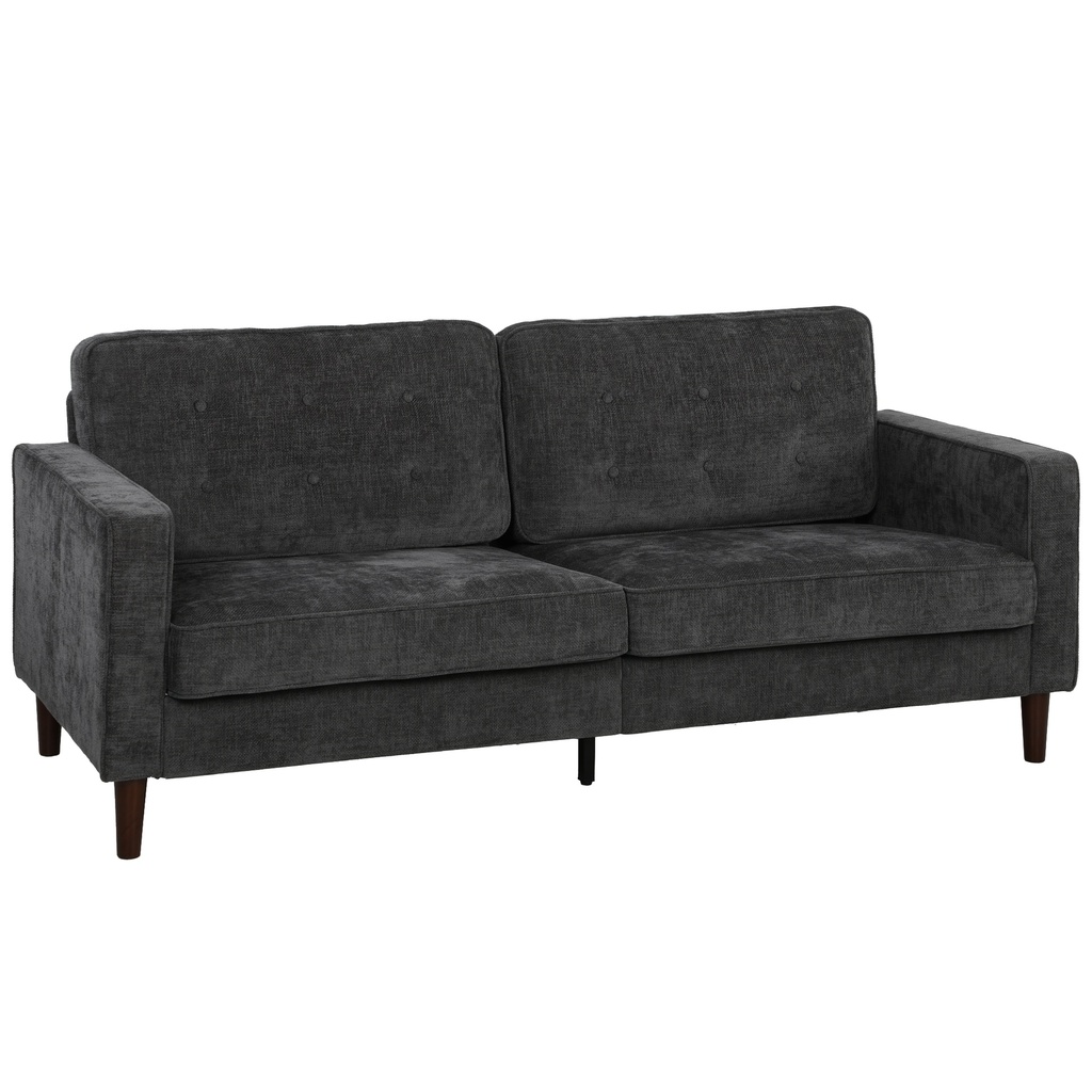 3 Seater Velvet Sofa 199 x 80 x 86cm - Dark Grey - 1