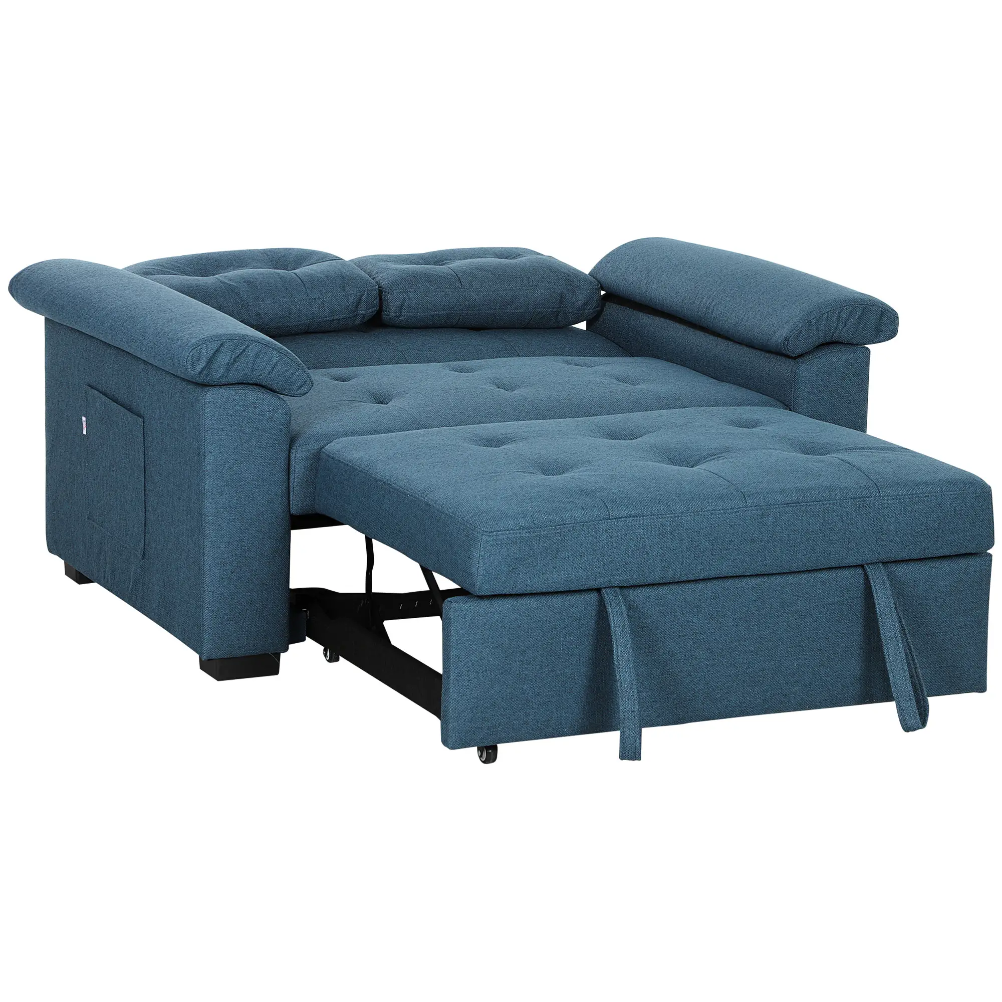 2 Seater Linen Sofa Bed 140 x 87.5 x 86cm, Blue - Blue - 11