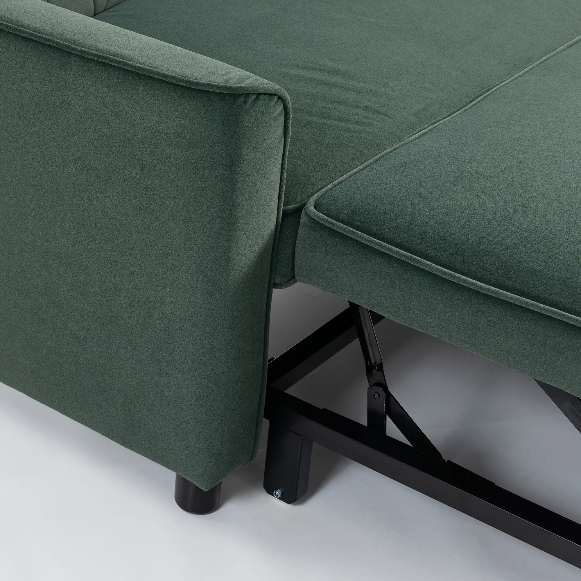 2 Seater Velvet Sofa Bed 130 x 87 x 90cm - Dark Green - 10