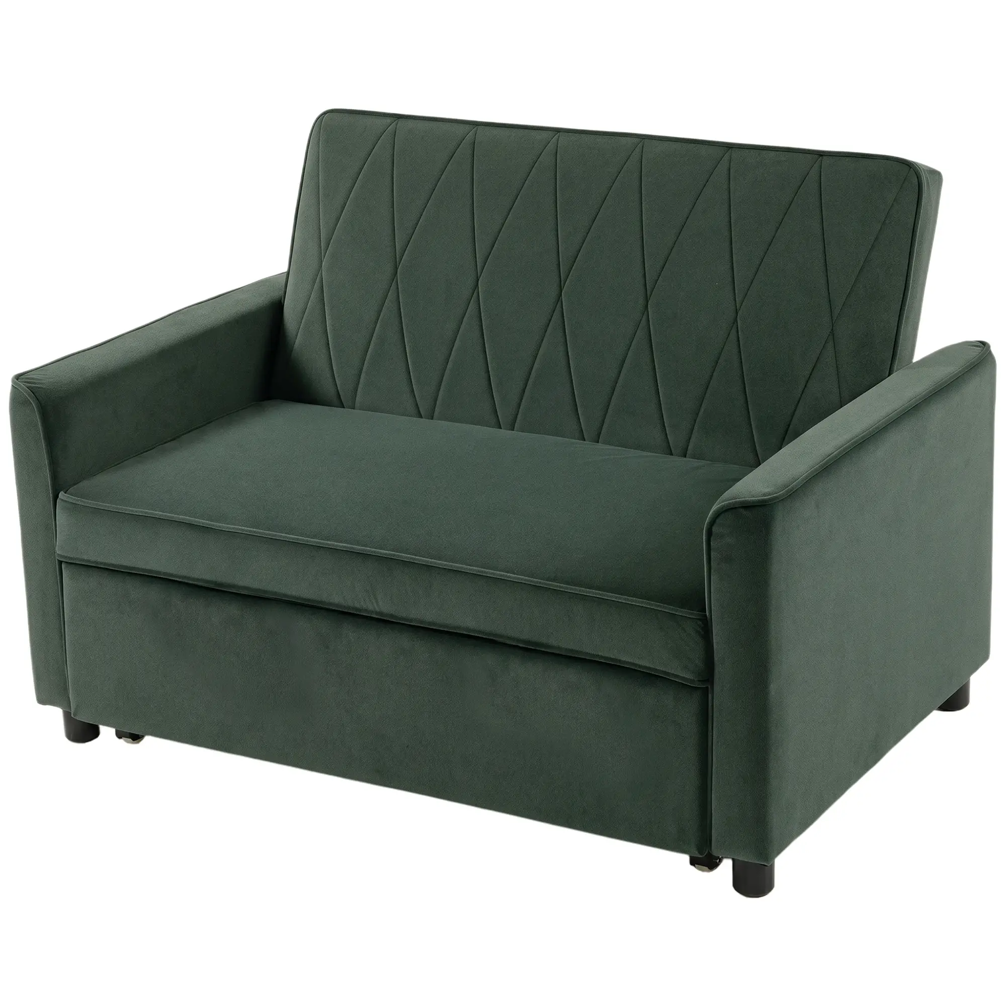2 Seater Velvet Sofa Bed 130 x 87 x 90cm - Dark Green - 15