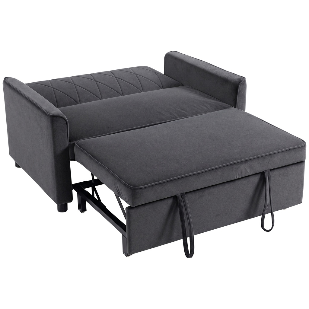 2 Seater Velvet Sofa Bed 130 x 87 x 90cm - Dark Grey - 1