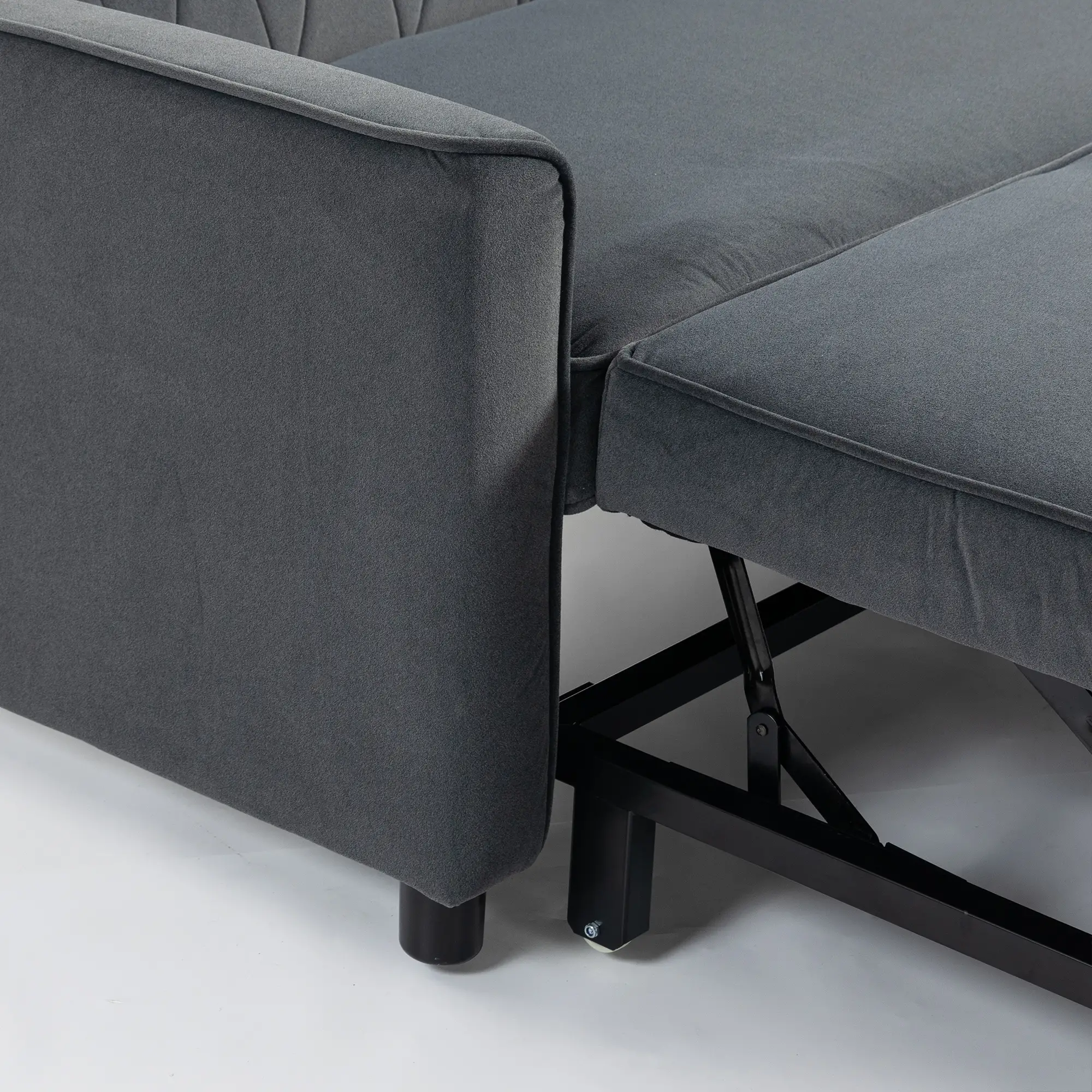 2 Seater Velvet Sofa Bed 130 x 87 x 90cm - Dark Grey - 10