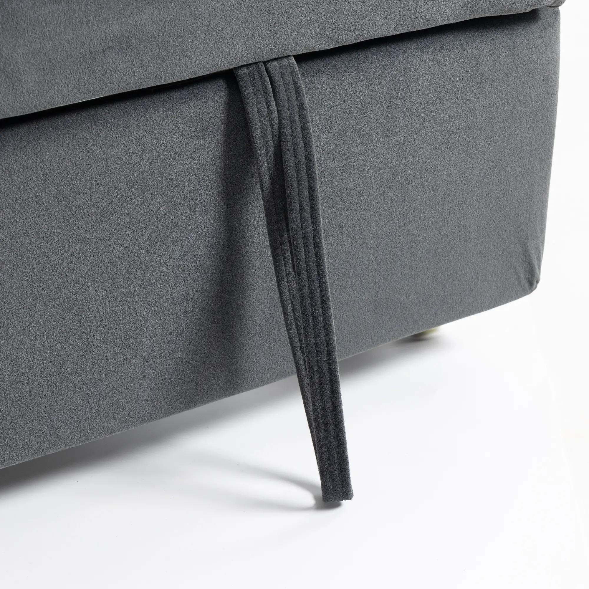 2 Seater Velvet Sofa Bed 130 x 87 x 90cm - Dark Grey - 12