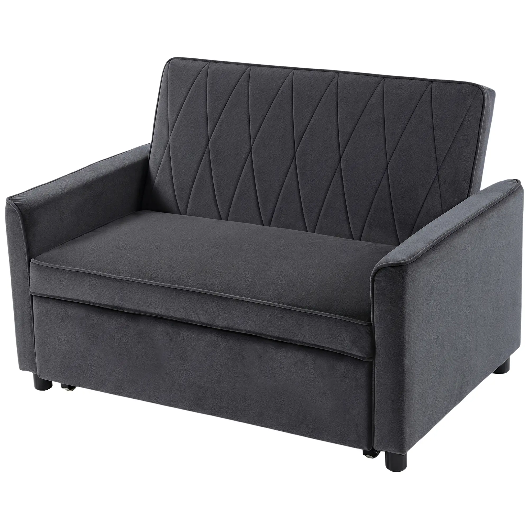 2 Seater Velvet Sofa Bed 130 x 87 x 90cm - Dark Grey - 15
