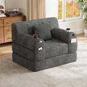 1 Seater Corduroy Sofa Bed 107 x 80 x 81cm - Dark Grey - 1