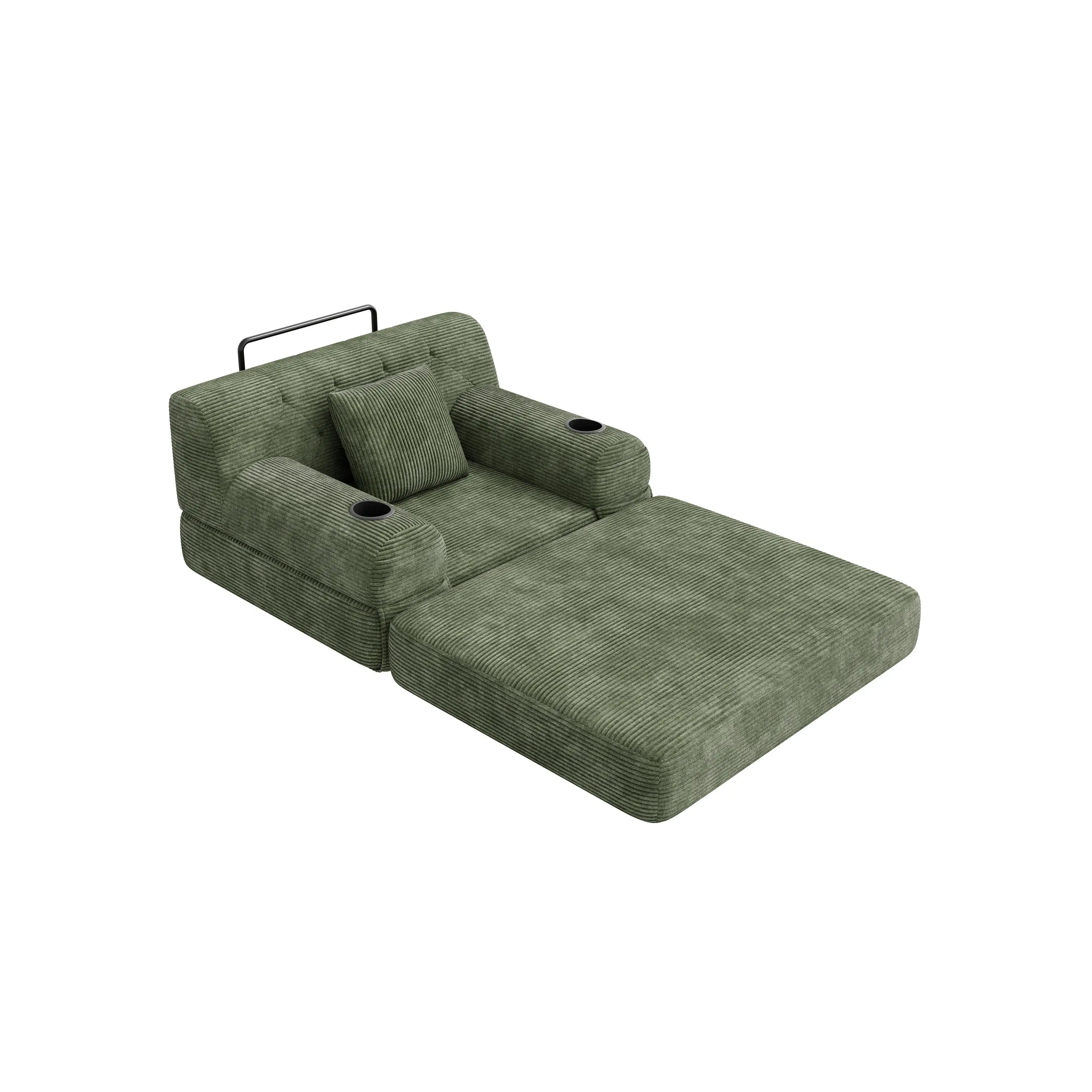 1 Seater Corduroy Sofa Bed 107 x 80 x 81cm - Green - 12