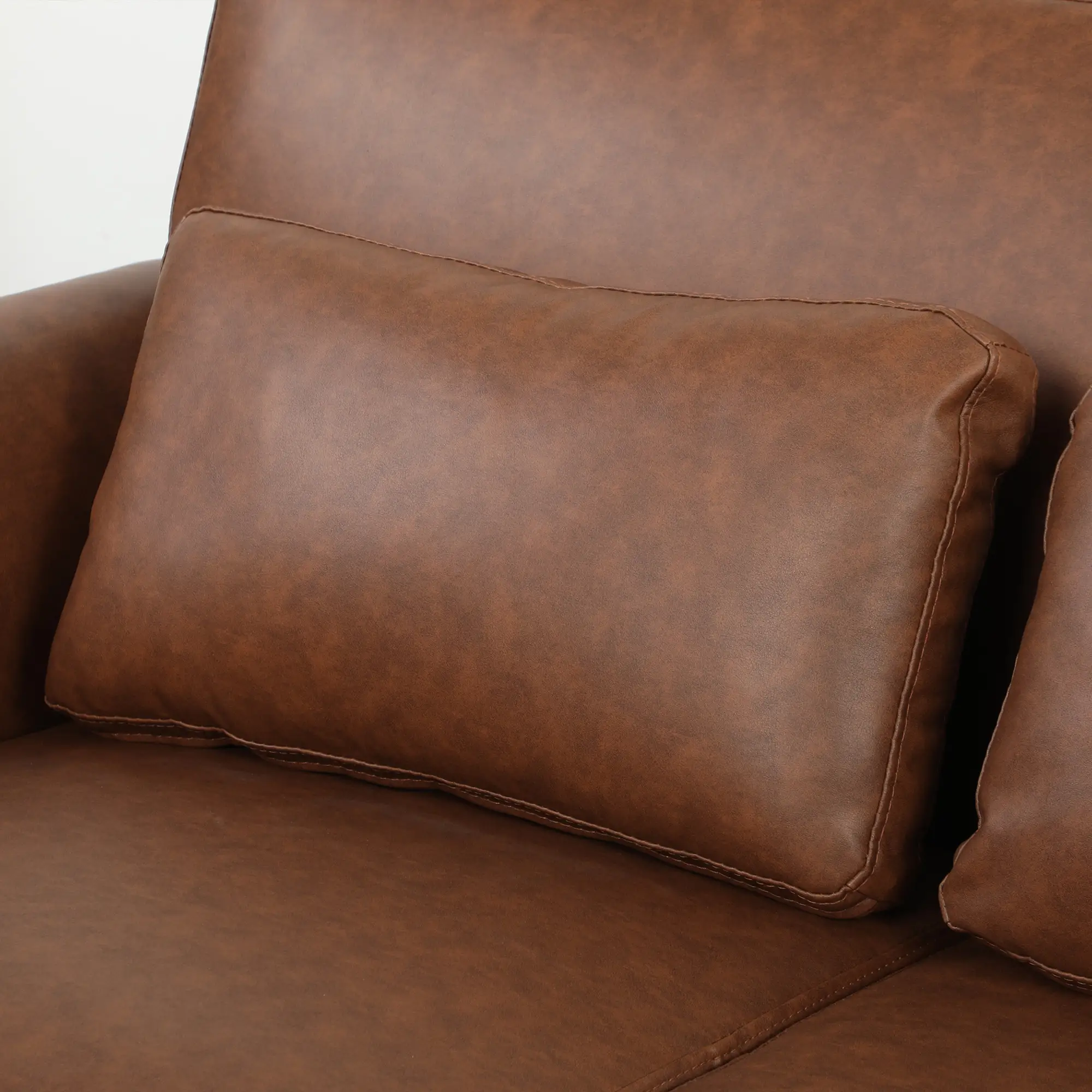 2 Seater Faux Leather Sofa 132 x 74 x 79cm - Brown - 11