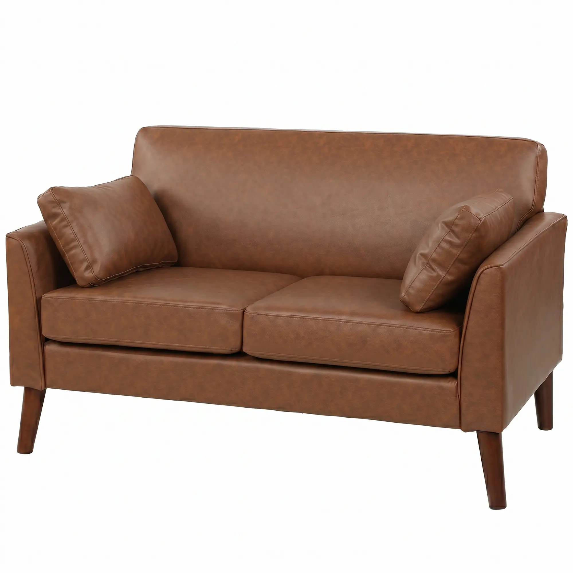 2 Seater Faux Leather Sofa 132 x 74 x 79cm - Brown - 14