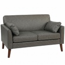 2 Seater Faux Leather Sofa 132 x 74 x 79cm - Grey - 1