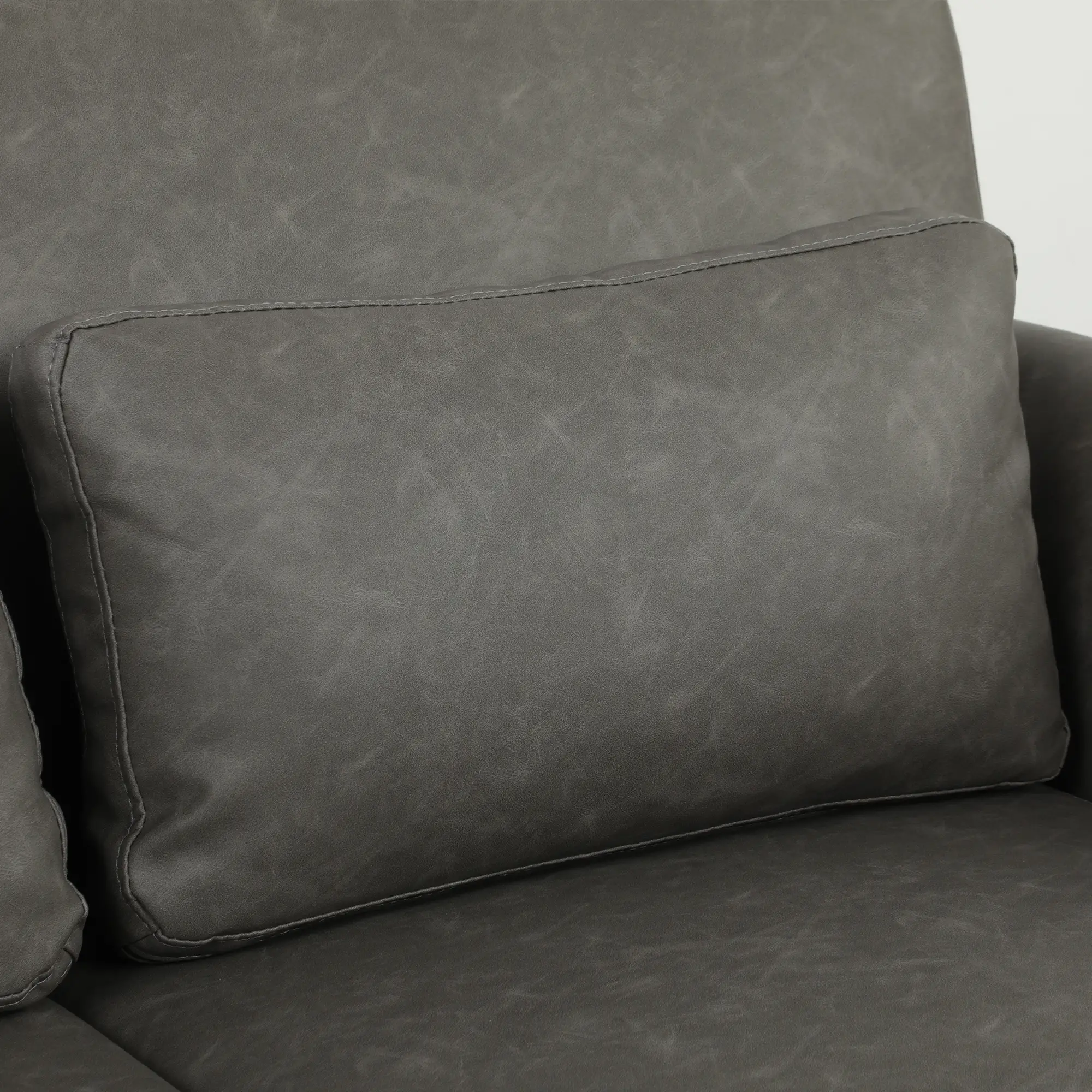 2 Seater Faux Leather Sofa 132 x 74 x 79cm - Grey - 11