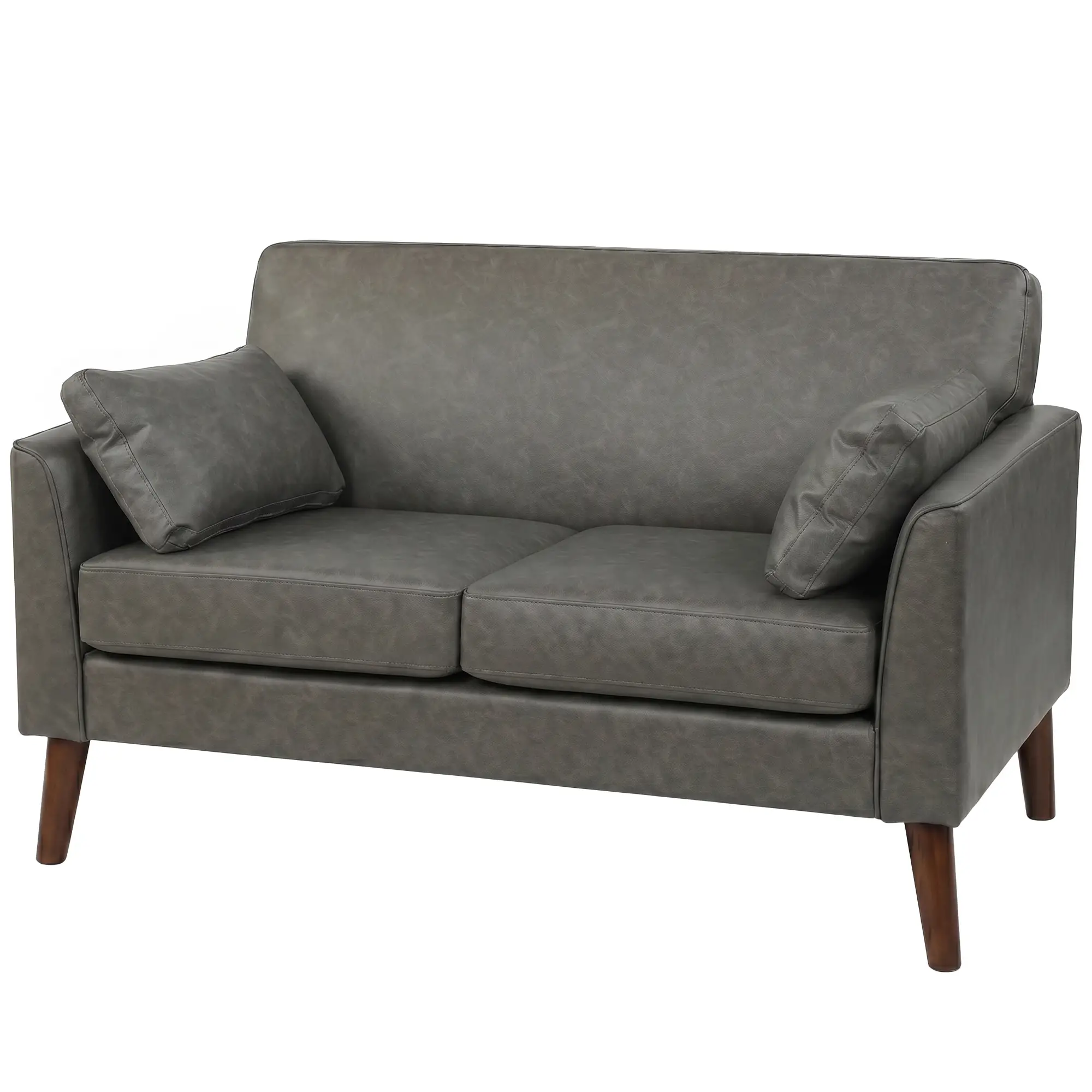 2 Seater Faux Leather Sofa 132 x 74 x 79cm - Grey - 14