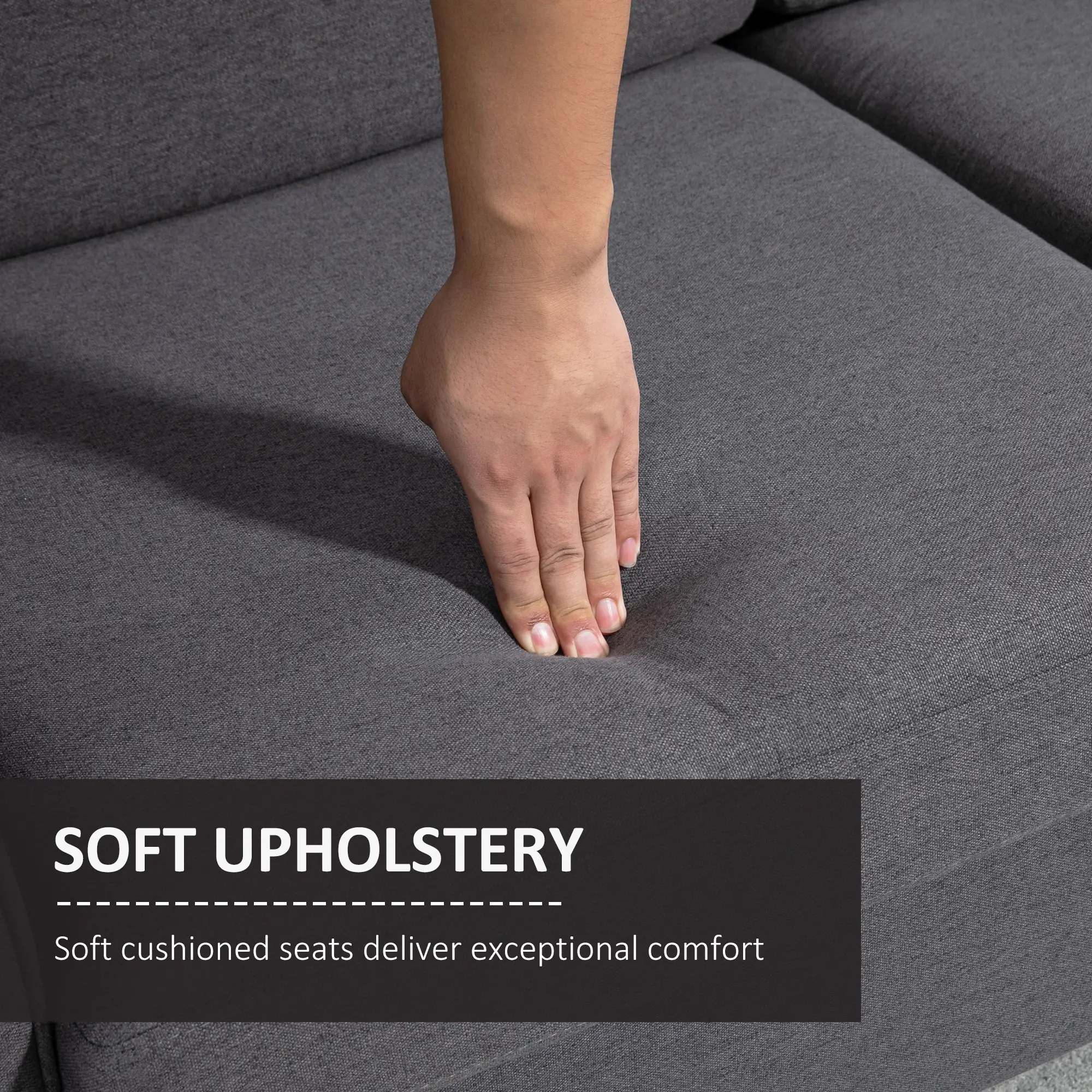 2 Seater Linen Sofa 141 x 70 x 78cm - Dark Grey - 4