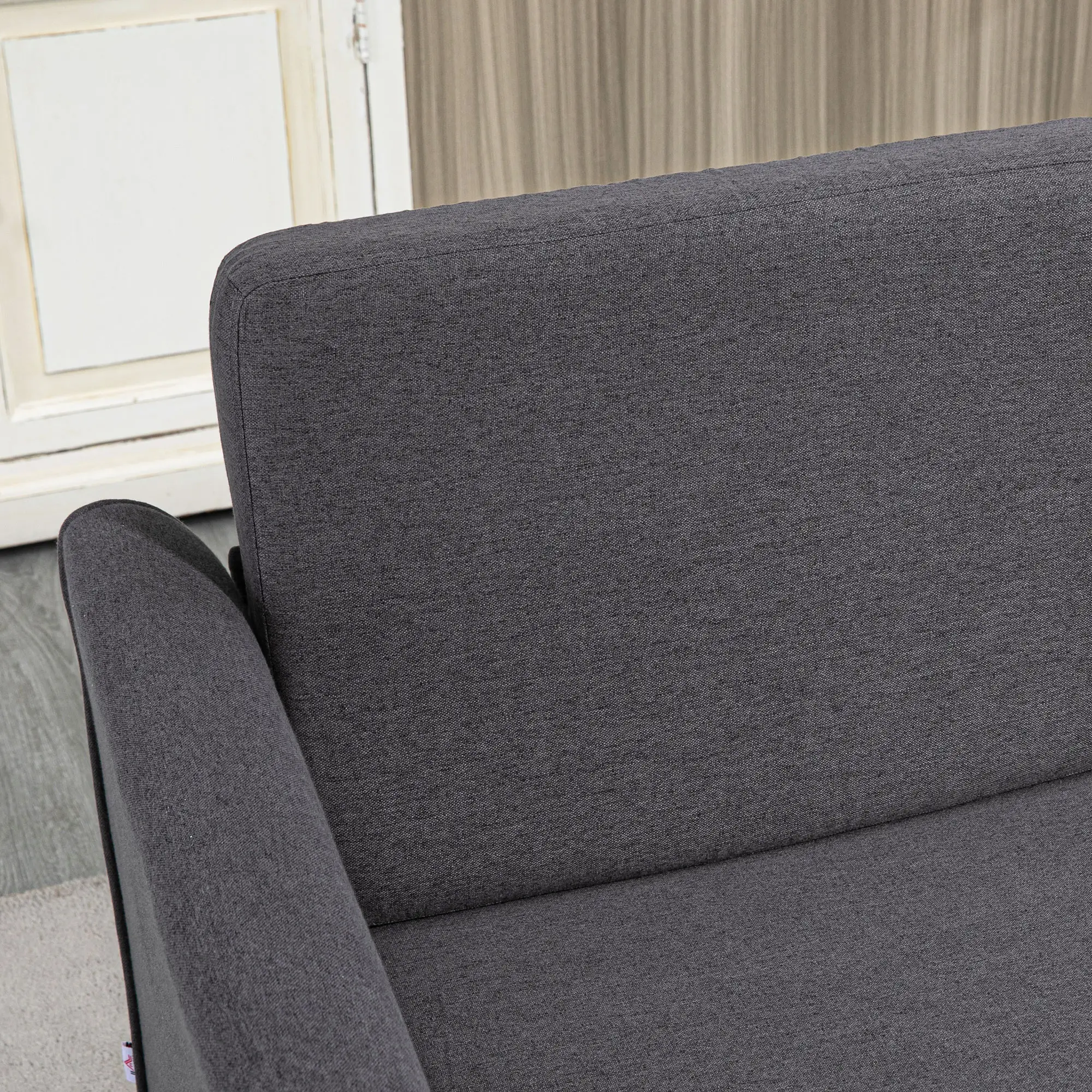 2 Seater Linen Sofa 141 x 70 x 78cm - Dark Grey - 7