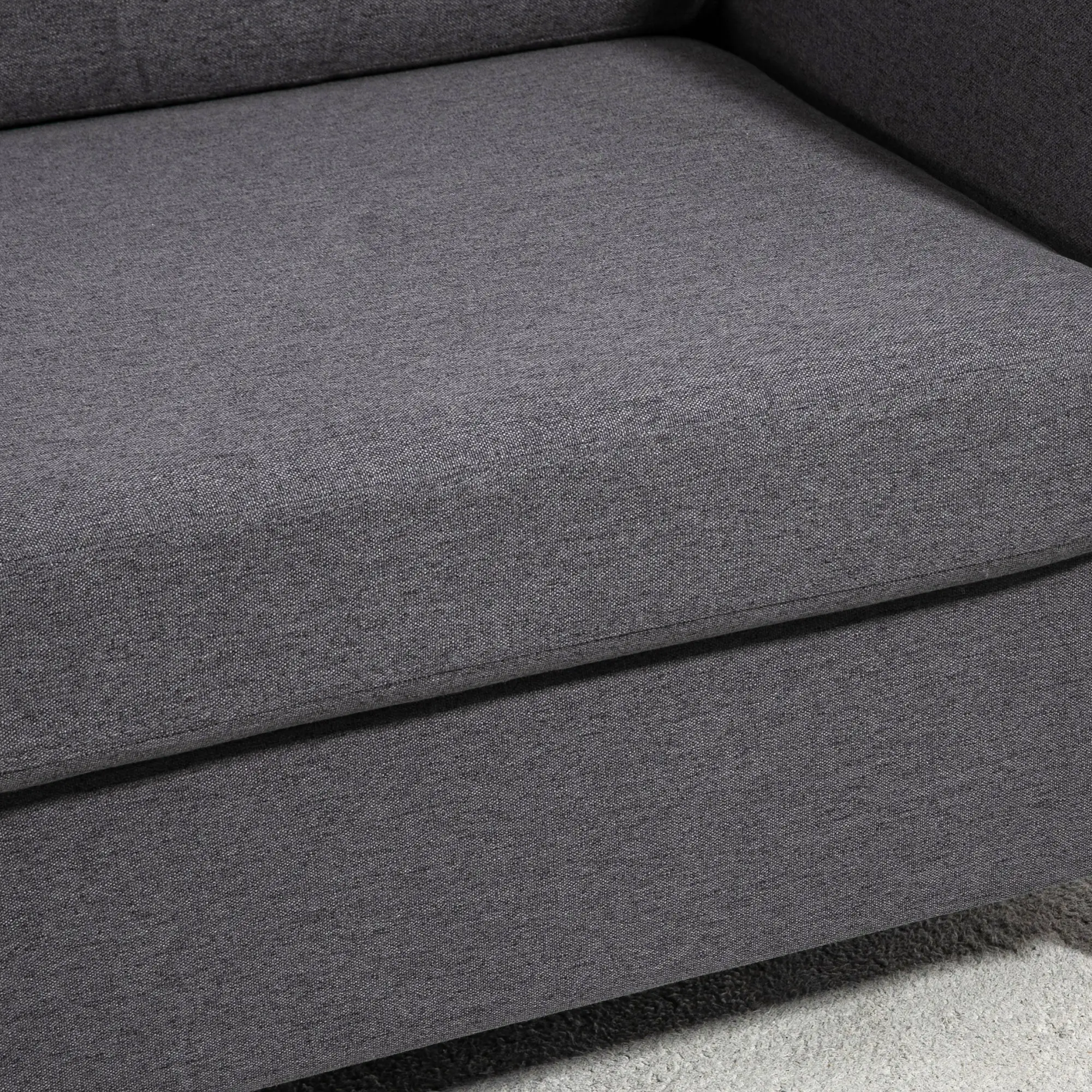 2 Seater Linen Sofa 141 x 70 x 78cm - Dark Grey - 8