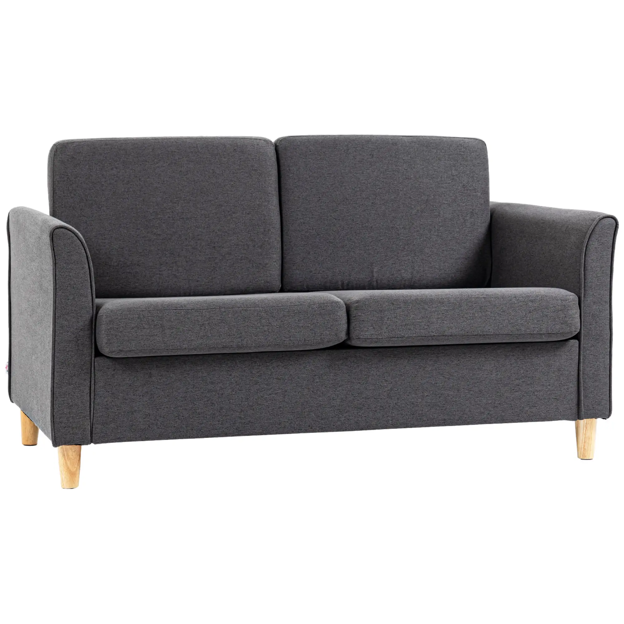 2 Seater Linen Sofa 141 x 70 x 78cm - Dark Grey - 11