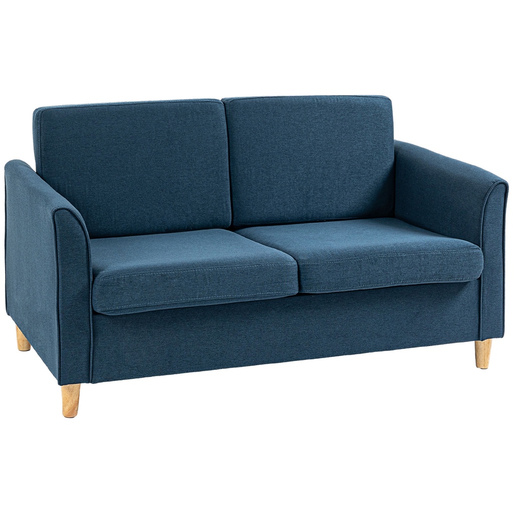 2 Seater Linen Sofa 141 x 70 x 78cm - Blue - 1