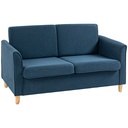 2 Seater Linen Sofa 141 x 70 x 78cm - Blue - 1