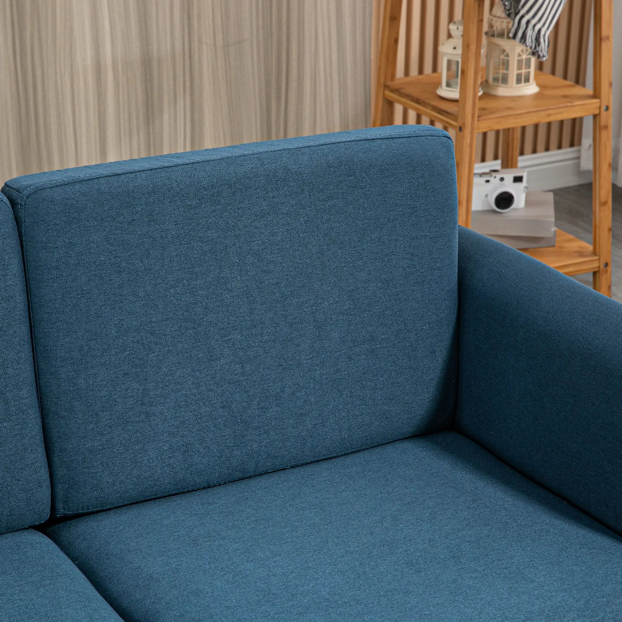 2 Seater Linen Sofa 141 x 70 x 78cm - Blue - 8