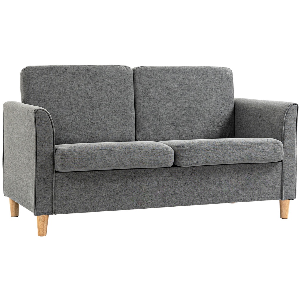 2 Seater Linen Sofa 141 x 70 x 78cm - Grey - 1
