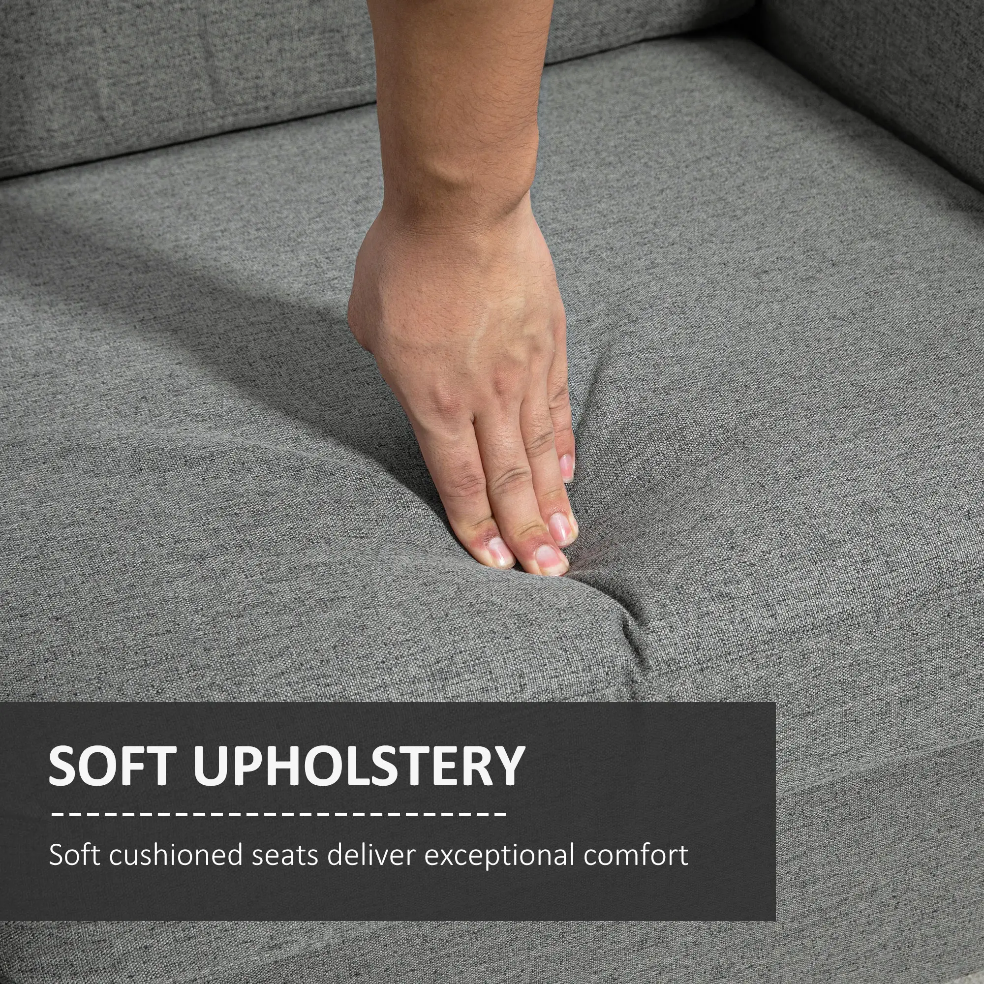 2 Seater Linen Sofa 141 x 70 x 78cm - Grey - 4