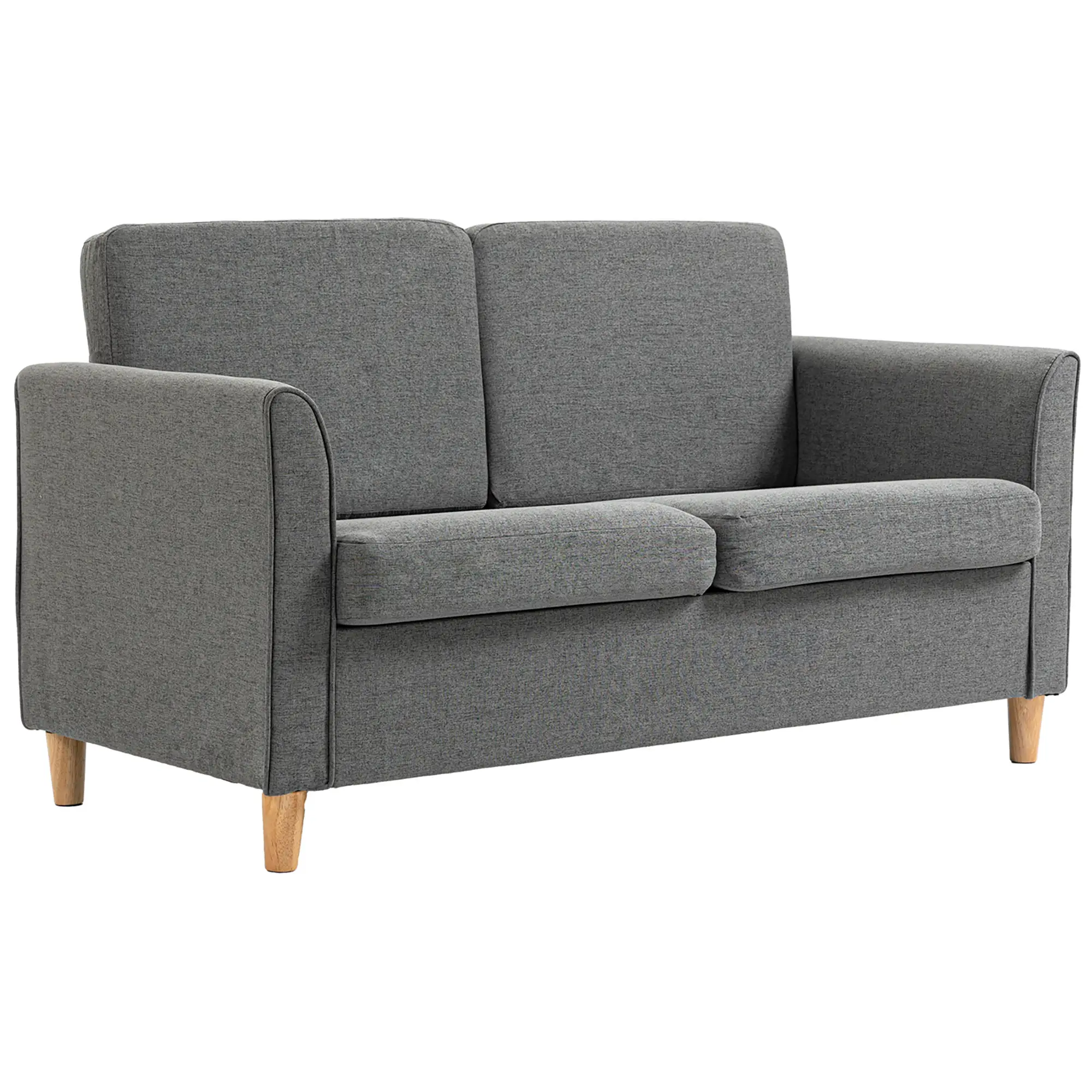 2 Seater Linen Sofa 141 x 70 x 78cm - Grey - 11