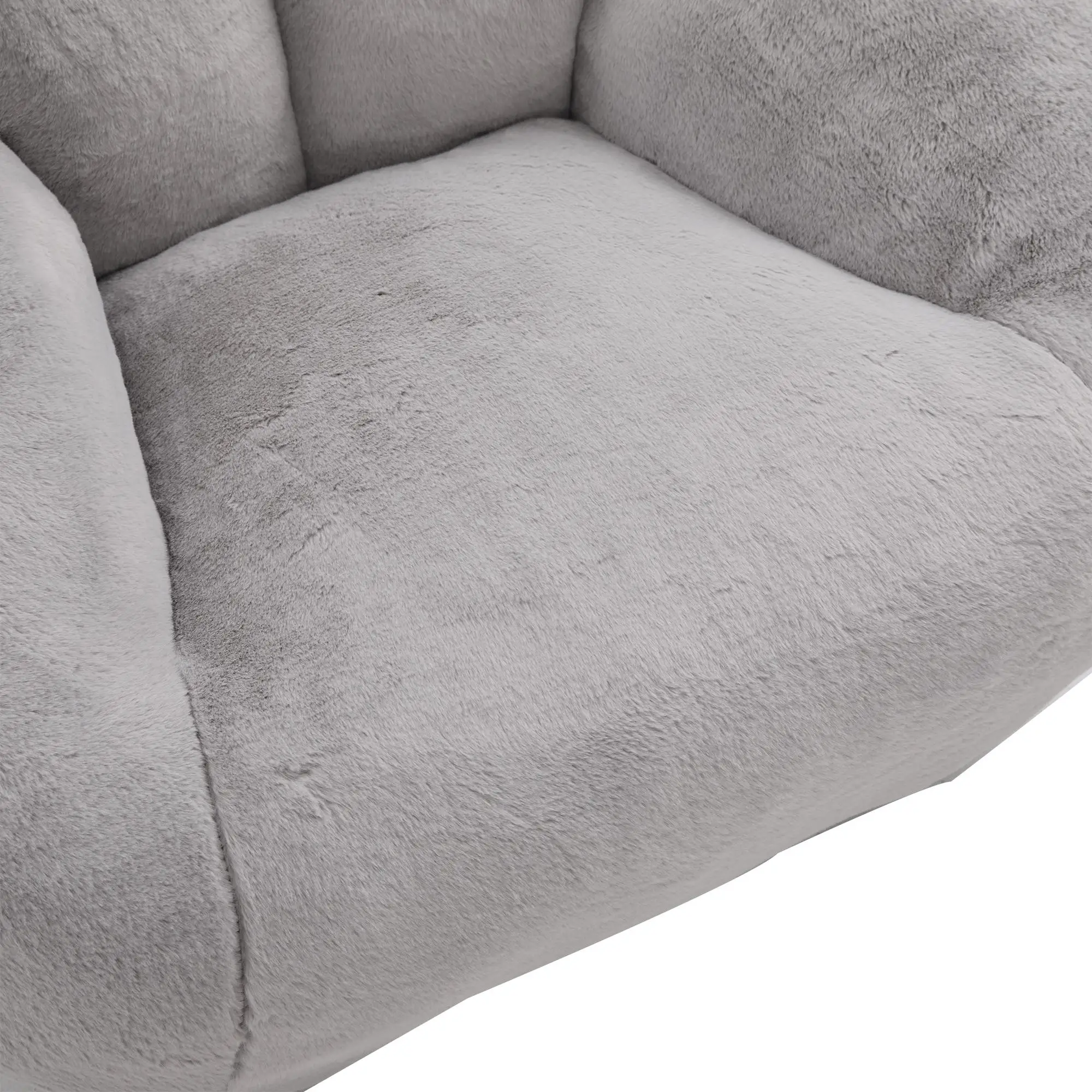 Corner Faux Fur Armchair 100 x 90 x 57cm - Light Grey - 14