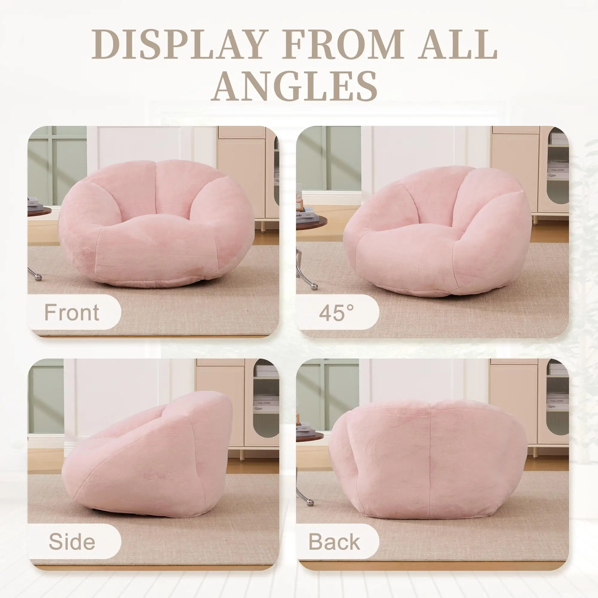 Corner Faux Fur Armchair 100 x 90 x 57cm - Pink - 4