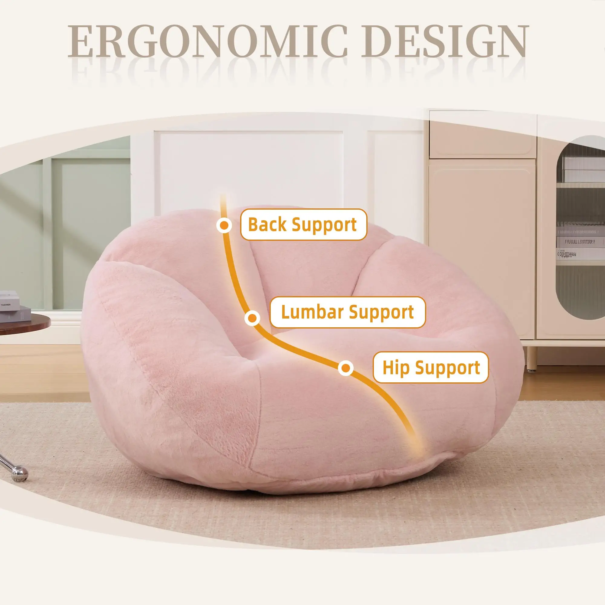 Corner Faux Fur Armchair 100 x 90 x 57cm - Pink - 6