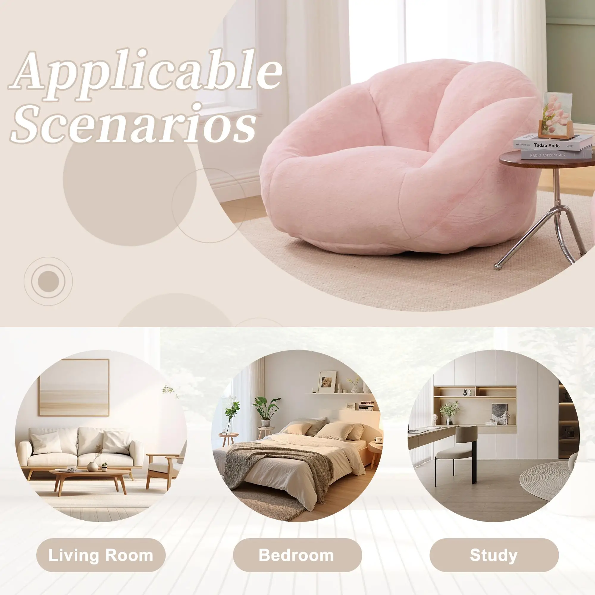 Corner Faux Fur Armchair 100 x 90 x 57cm - Pink - 8