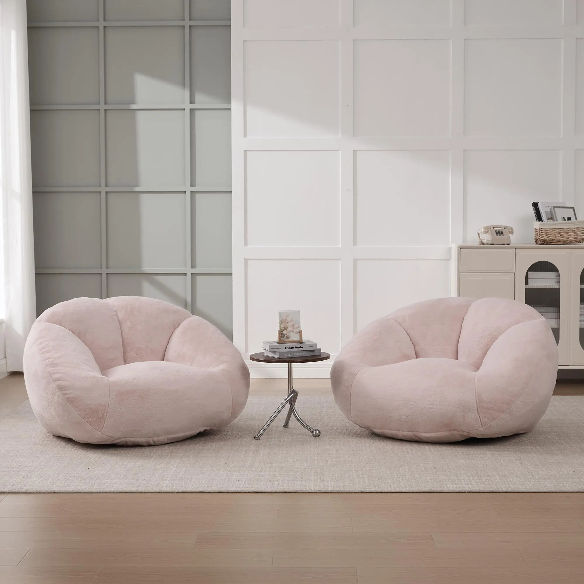 Corner Faux Fur Armchair 100 x 90 x 57cm - Pink - 9