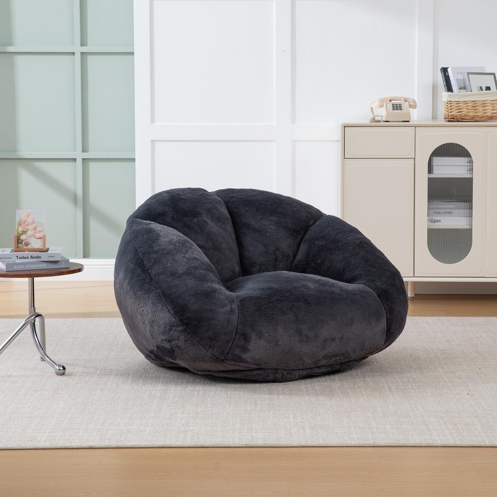 Corner Faux Fur Armchair 100 x 90 x 57cm - Carbon Black - 1