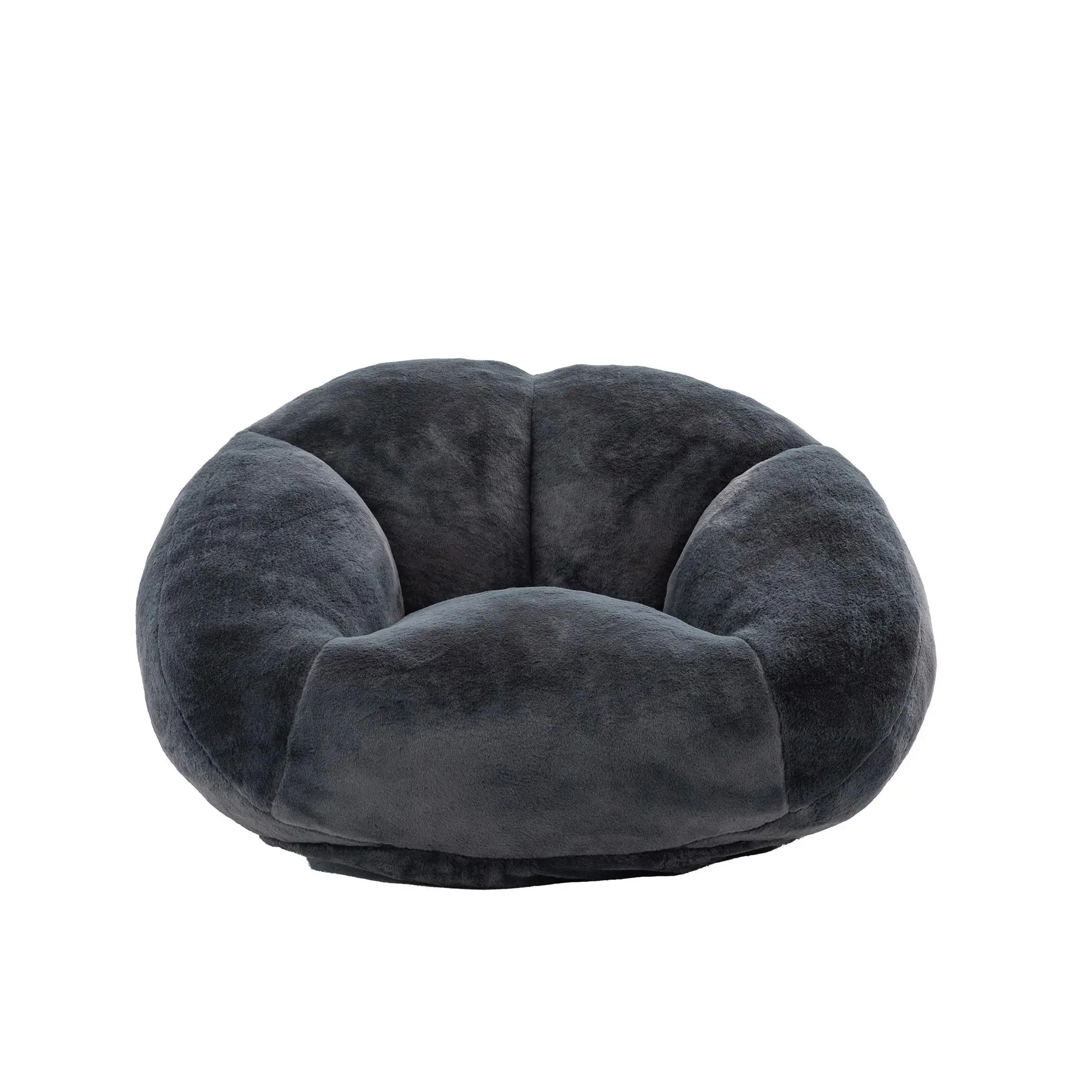 Corner Faux Fur Armchair 100 x 90 x 57cm - Carbon Black - 2