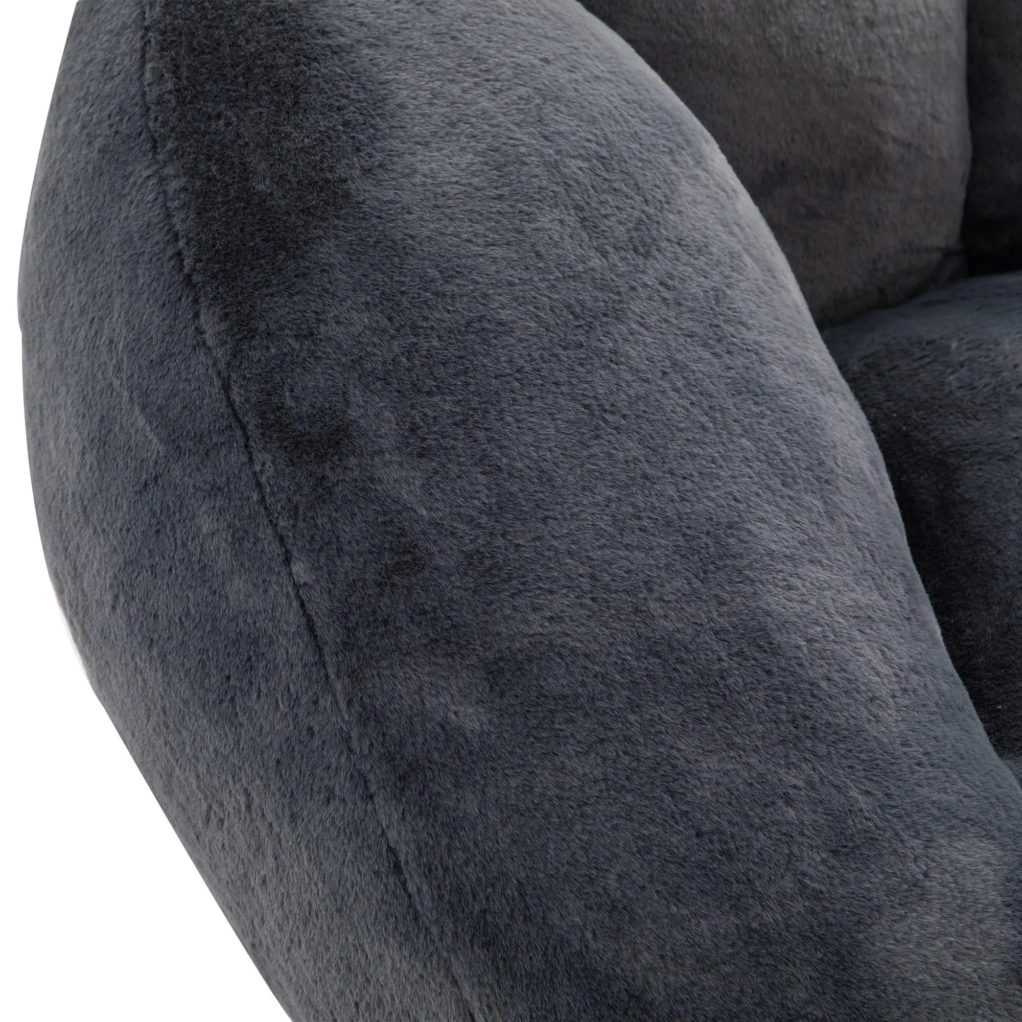 Corner Faux Fur Armchair 100 x 90 x 57cm - Carbon Black - 9