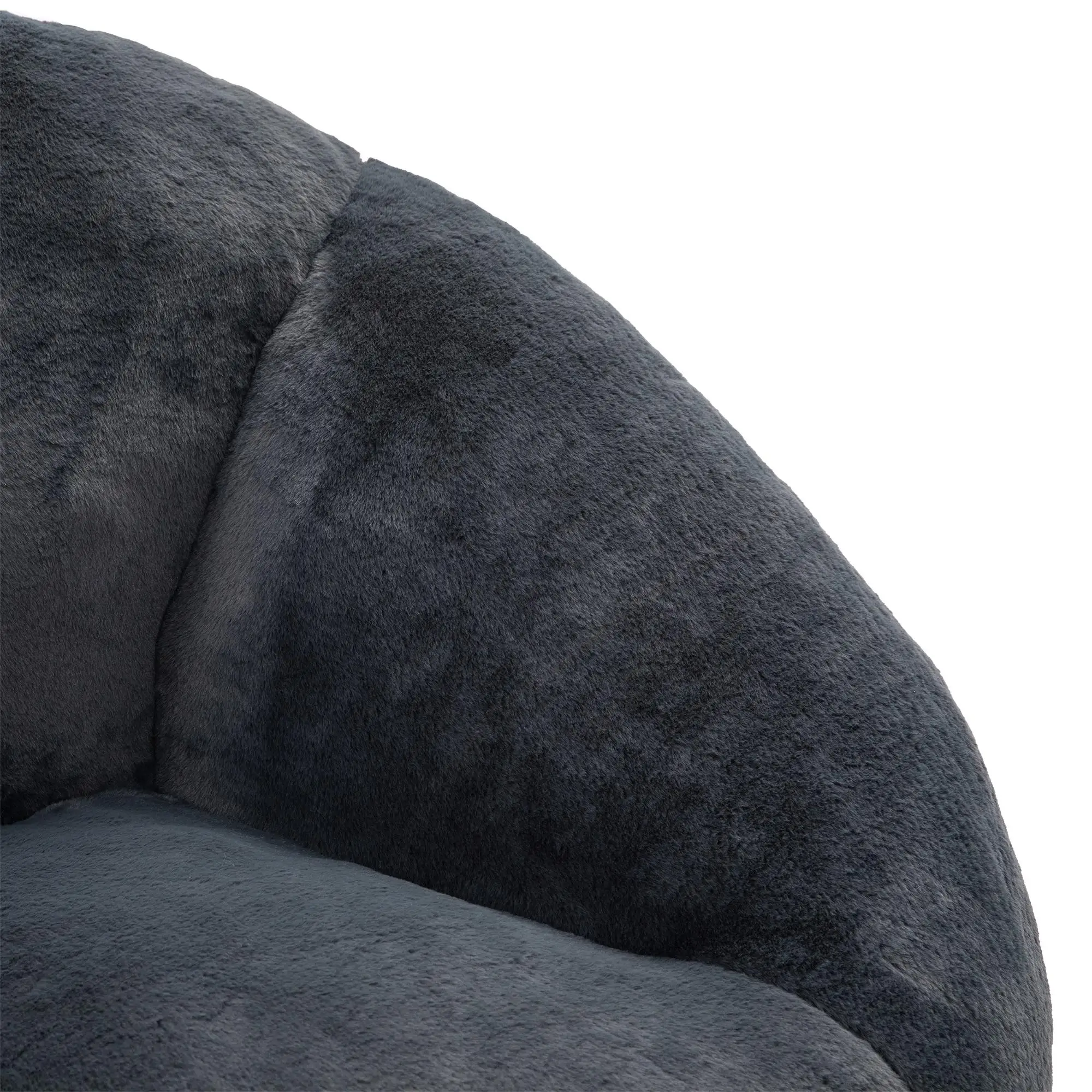 Corner Faux Fur Armchair 100 x 90 x 57cm - Carbon Black - 10