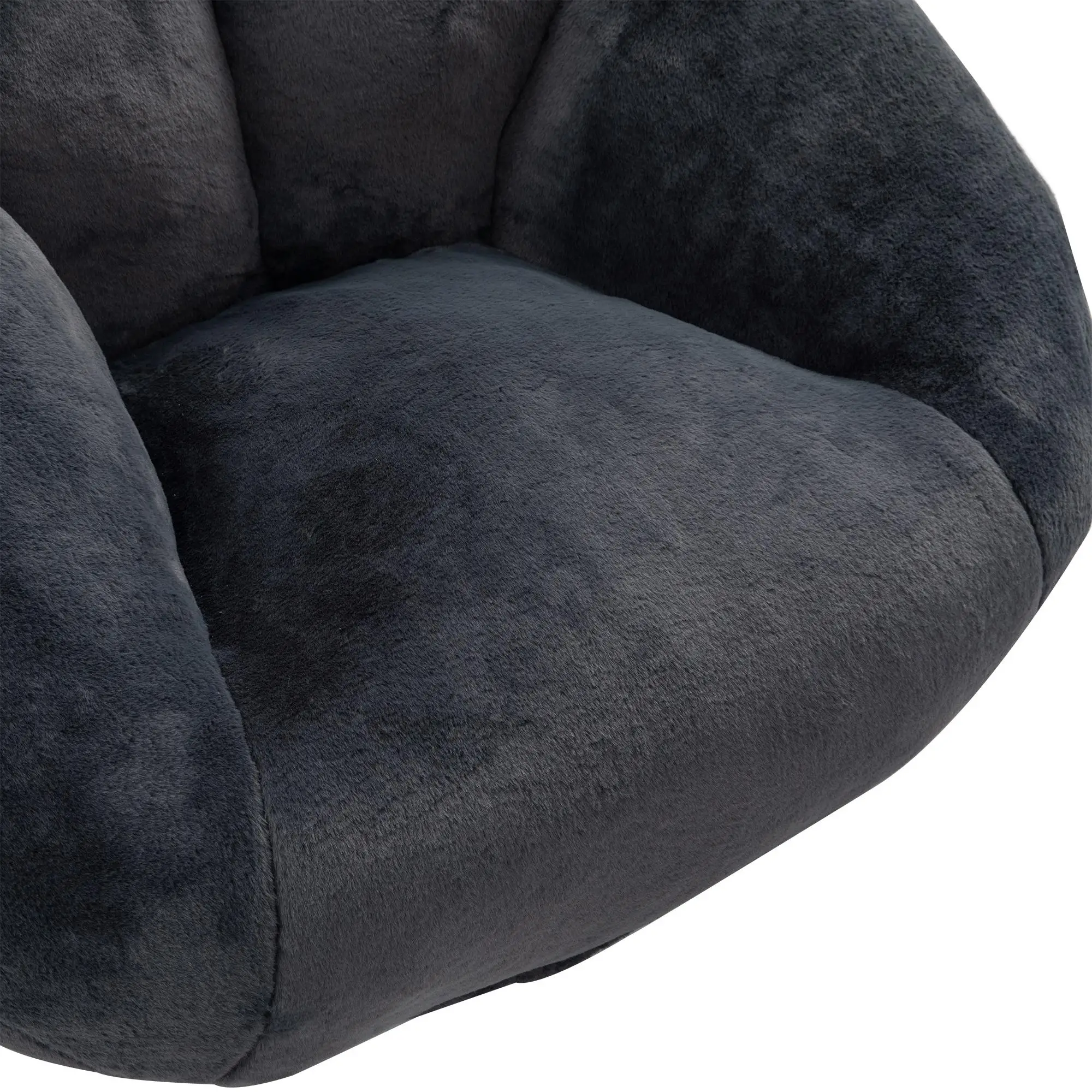 Corner Faux Fur Armchair 100 x 90 x 57cm - Carbon Black - 11
