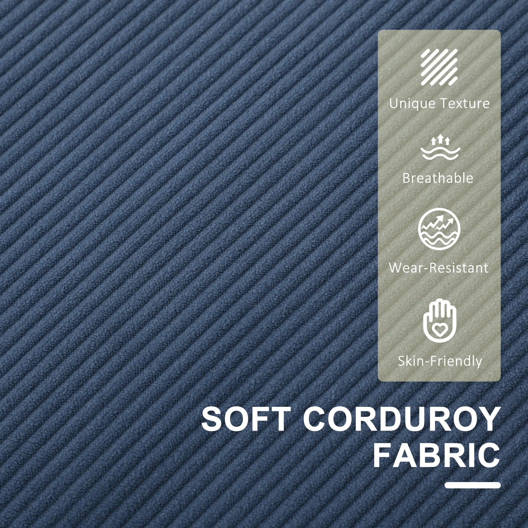 Corduroy Sofa 117 x 63 x 79cm - Blue - 5